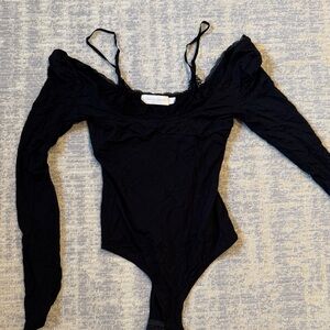 Jonathan Simkhai Black Lace Trim Bodysuit